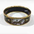 エルメス エマイユバングル 馬柄 黒×ゴールド